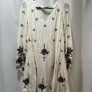 Free People Cream Embroidered Dress